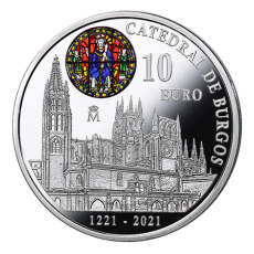Espanha 10€ Catedral de Burgos 2021 Prata Proof
